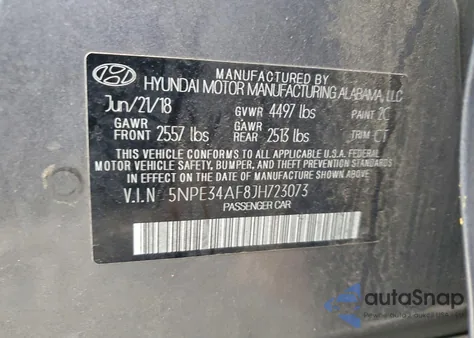 2018 Hyundai Sonata Sport из США, поврежденный, VIN 5NPE34AF8JH723073